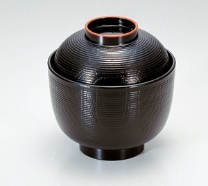 3寸　千筋　ケヤキ　小吸椀　黒天朱【越前漆器】吸物碗　煮物碗