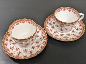 spode　スポード　FLEUR DE LYS RED フルール・ ド・リス　レッド　カップ＆ソーサー　2客セット