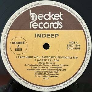 Indeep - Last Night A D.J. Saved My Life / 1983年リリースの人気シングル「Last Night A D.J. Saved My Life」のリイシュー盤！