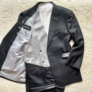  Lanvin Paris [ gentleman. regular equipment ]LANVIN three-piece setup men's suit formal peiz Lee black M size corresponding wedding tuxedo 