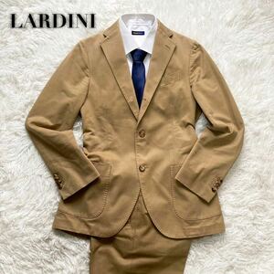1 иен ~{ прекрасный товар }LARDINI Lardini выставить костюм хлопок бежевый размер 44 жакет брюки слаксы мужской casual 
