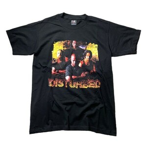 激レア! USA製 Disturbed ディスターブド giant ヴィンテージ 2000年 フォトプリント バンド Tシャツ 半袖 ブラック 黒 L メンズ 古着 希少