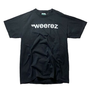超希少! 00s USA製 WEEZER ウィーザー 2002年 WEEREZ ロゴ プリント オフィシャル バンド 半袖 Tシャツ ブラック 黒 M グッズ メンズ レア