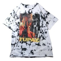 レアモデル! 2pac オフィシャル フォトプリント ヒップホップ ラップ 半袖 Tシャツ タイダイ染め ホワイト 白 黒 L メンズ 古着 希少_画像1