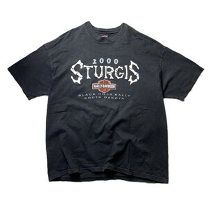 バイカー必見! 00s USA製 Harley-Davidson ハーレーダビッドソン ヴィンテージ STURGIS ロゴ プリント 半袖 Tシャツ ブラック 黒 XL メンズ