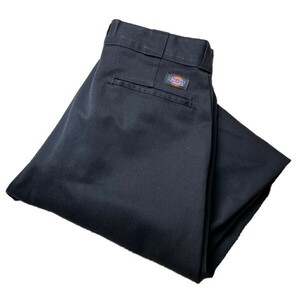 人気モデル! Dickies 874 ディッキーズ ハイウエスト ストレート ワークパンツ チノパン 人気カラー ブラック 黒 W32 / 30 メンズ 古着