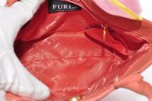 FURLA フルラ フラワー 花 ハンドバッグ 手さげかばん レザー 革 ピンク 無地 柄なし シンプル ロゴ型押し レディース 女性 5B5006_画像8