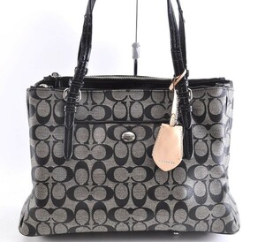  beautiful goods COACH Coach F24603 signature handbag hand .. bag canvas leather leather black black gray grey α2E5408