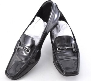 TOD'S トッズ 革靴 シューズ レザー 革 ブラック 黒 シルバー 銀 無地 柄なし サイズ23 イタリア製 α5I5055