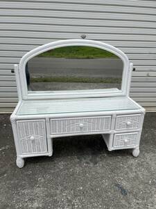  white rattan compact dresser 