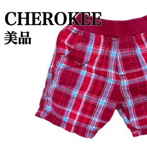 【美品】チェロキー　CHEROKEE　キッズチェックハーフパンツ　ショートパンツ　レッド　80　男の子　可愛い