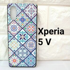 【残り２点】Xperia 5 Ⅴ ケース　カバー　青タイル