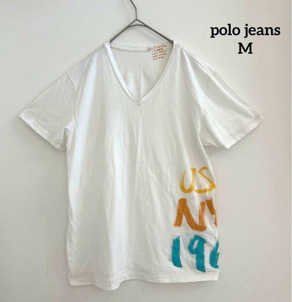 polo jeans Tシャツ ポロジーンズ　ペイント風　コットン　Mサイズ