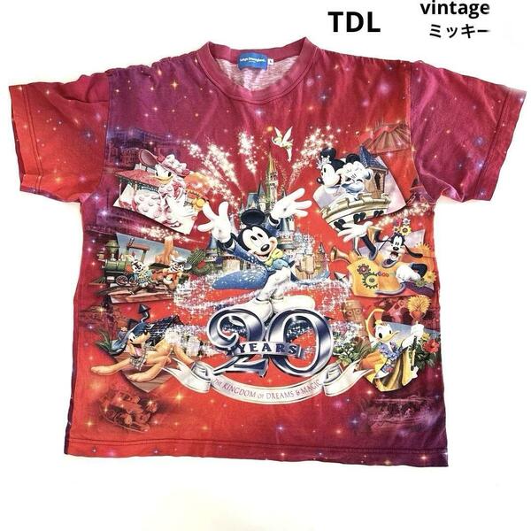 TDL 20周年　ミッキーと仲間達　Tシャツ　ディズニーランド　レディース　L