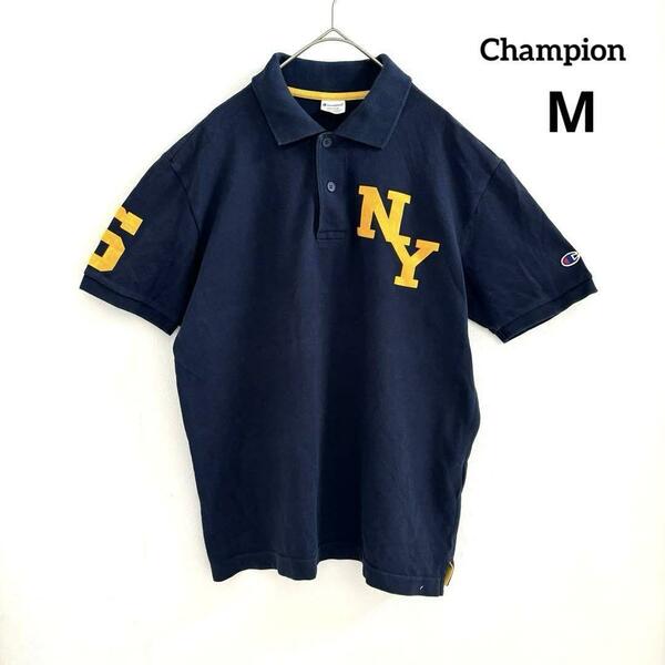 チャンピオン CHAMPION ポロシャツ ワッペン 綿 M