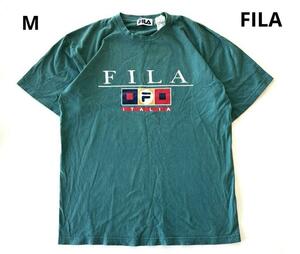 90s FILA フィラ スクエア 半袖 Tシャツ 古着 プリント ロゴ M