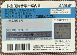 ANA　全日空　株主優待券　番号通知にてお知らせ　1枚～4枚　有効期限2024年5月31日迄