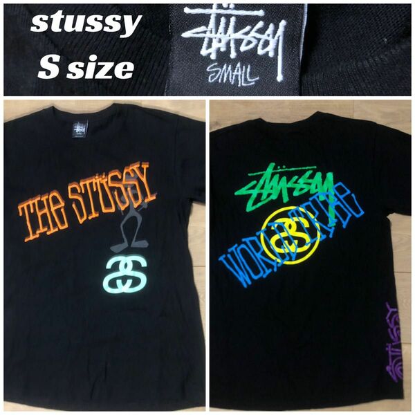 stussy S shadow man Tシャツ 黒 ブラック ステューシー　WORLD TRIBE シャドーマン　シャドウマン