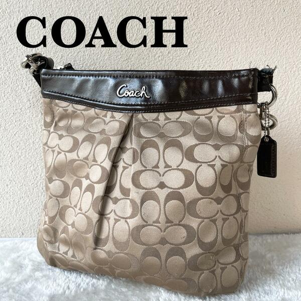 レアCOACH コーチショルダーバッグハンドバッグブラウン茶シグネチャー総柄