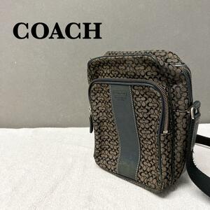 美品COACH コーチショルダーバッグハンドバッグブラックブラウンシグネチャー