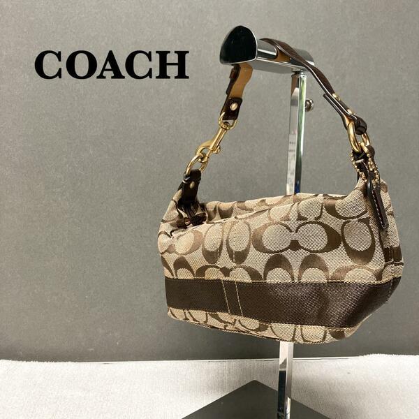 美品COACH コーチハンドバッグトートバッグブラウン茶シグネチャー総柄