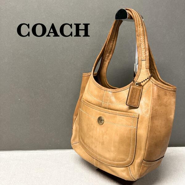 美品COACH コーチセミショルダーバッグトートバッグブラウン茶