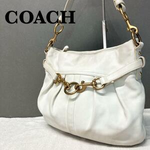 美品COACH コーチセミショルダーバッグトートバッグホワイト白