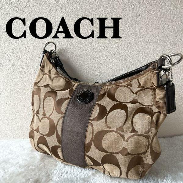 レアCOACH コーチショルダーバッグハンドバッグブラウン茶シグネチャー総柄