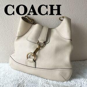 美品COACH コーチセミショルダーバッグトートバッグホワイト白