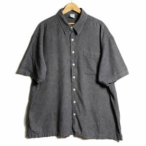 00's オールドネイビー リネン×コットン ボックスシャツ 半袖 (XL)墨黒 2004年製 00年代 旧タグ オールド GAP ギャップ OLD NAVY Y2K