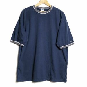 00's オールドネイビー コットン リンガー Tシャツ 半袖 (XL) 紺×灰 ネイビー 無地 00年代 旧タグ オールド ギャップ OLD NAVY GAP Y2K