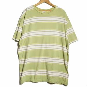 90's USA製 ギャップ GAP ボーダー クルーネック コットン Tシャツ 半袖 (XL) 黄緑系 無地 90年代 アメリカ製 旧タグ オールド 白タグ