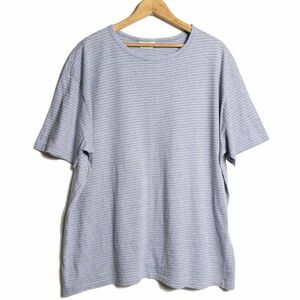 90's USA製 カルバンクライン CK ボーダー クルーネック コットン Tシャツ 半袖 XL 青杢×黒 シングル 90年代 アメリカ製 オールド 旧タグ