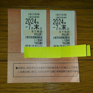 株主優待乗車券　2024年7月末日迄有効　2枚セット　匿名配送