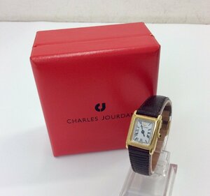 【美品/稼働品】】CHARLES JOURDAN シャルル ジョルダン クォーツ レディース 腕時計 スクエア ゴールド 電池交換済　 K0526
