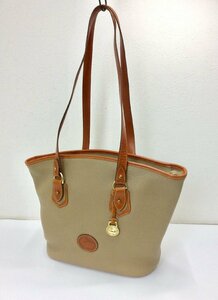 【美品】 DOONEY&BOURKE ドゥー二ー＆バーク レザー トートバッグ 肩掛け ショルダーバッグ USA製 ベージュ系×ライトブラウン　　K0531