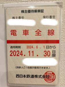 西日本鉄道 電車全線 株主優待乗車証 