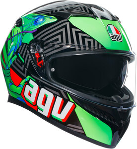 AGV K3 軽量 フルフェイス インナー サンバイザー付 ヘルメット KAMALEON カメレオン 黒/赤/緑 北米 Lサイズ (約59-60cm) 新品未使用