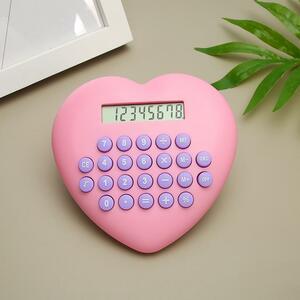 電卓 ハート ピンク 紫 パープル 丸ボタン 8桁 可愛い コンパクト