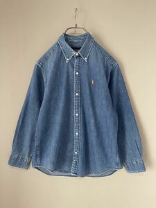 449 Vintage Ralph Lauren indigo Denim BD shirt Ralph Lauren size 150/XS-S. absolute size reference 