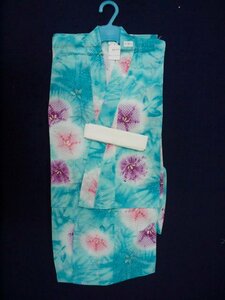  small defect 0012 child yukata 120size mint . rice field manner flower ( letter pack post service un- possible )