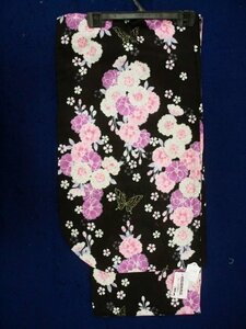 小難　0016　子供浴衣　140size　黒　花・蝶（レターパック不可）