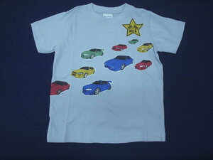 新品　130　働く車シリーズ　半袖Ｔシャツ　水色　レターパック発送（代引き不可）33579D