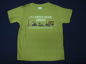 新品　110　働く車シリーズ　半袖Ｔシャツ　モスグリーン　レターパック発送（代引き不可）33579C