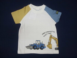 新品　120　働く車シリーズ　半袖Ｔシャツ　白　レターパック発送（代引き不可）33543D