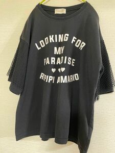 【repipi armarioレピピアルマリオ】半袖Tシャツ 袖二重メッシュ Sサイズ 黒 