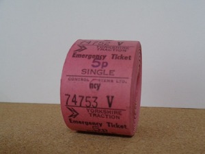  England roll ticket Yorkshire Traction 5P