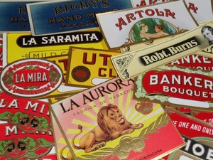  cigar box label various 42 sheets 