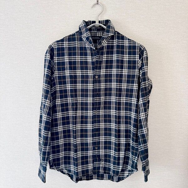 【USED品】★ Nano universe ナノユニバース チェック 長袖 M