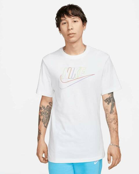 TE/NIKE (ナイキ) ナイキ ネオンカラーロゴ プリント Tシャツ ホワイト DZ2872 半袖Tシャツ　2XLサイズ